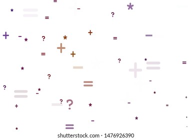 Light Blue, Red vector template with math simbols. Modern geometrical illustration with numerals. Pattern for ad, booklets, leaflets of education.