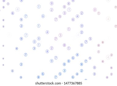 Light Blue, Red vector template with isolated numerals. Illustration with Numeral symbols on abstract template. Pattern for posters, banners of math books.