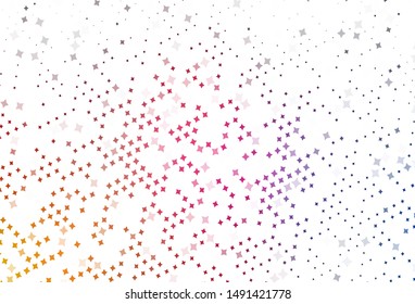 Light Blue, Red vector template with sky stars. Glitter abstract illustration with colored stars. Template for cosmic backgrounds.