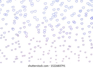 Light Blue, Red vector template with doodle hearts. Blurred decorative design in doodle style with hearts. Design for ad, poster, banner of Valentine Day.