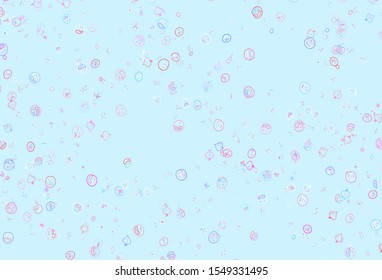 Light Blue, Red vector template with organic meal. Beautiful colorful illustration with food in doodle style. Doodle design for your business advert of cafes.