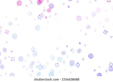 Light Blue, Red vector template with organic meal. Decorative illustration with food on abstract template. Pattern for ad, booklets, leaflets of restaurants.