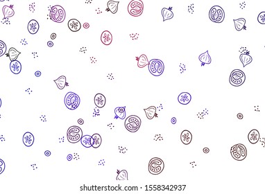 Light Blue, Red vector template with organic meal. Decorative illustration with food on abstract template. Pattern for menu of cafes, bars, restaurants.