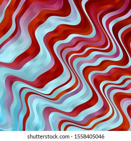 Light Blue, Red vector template with curves. Illustration in halftone style with gradient curves. Pattern for commercials, ads.