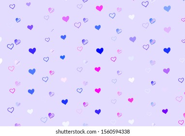 Light Blue, Red vector template with doodle hearts. Beautiful colored illustration with hearts in celebration style. Design for ad, poster, banner of Valentine Day.