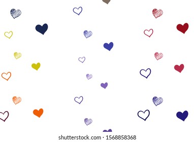 Light Blue, Red vector template with doodle hearts. Decorative shining illustration with hearts on abstract template. Pattern for marriage gifts, congratulations.