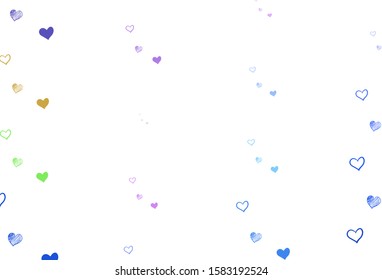 Light Blue, Red vector template with doodle hearts. Beautiful colored illustration with hearts in celebration style. Pattern for carnival, festival romantic leaflets.