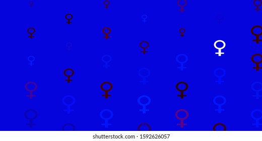 Light Blue, Red vector template with businesswoman signs. Simple design in abstract style with women’s rights activism. Base for your app design.
