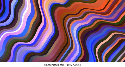 Light Blue, Red vector template with curved lines. Colorful illustration, which consists of curves. Best design for your ad, poster, banner.