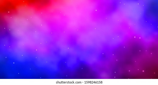 Light Blue, Red vector template with neon stars. Blur decorative design in simple style with stars. Best design for your ad, poster, banner.