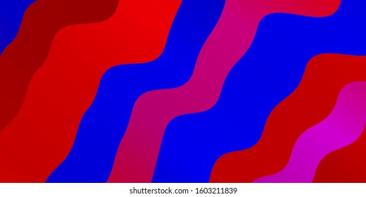 Light Blue, Red vector template with curved lines. Bright illustration with gradient circular arcs. Pattern for commercials, ads.