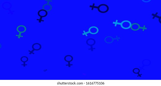Light Blue, Red vector template with businesswoman signs. Simple design in abstract style with women’s rights activism. New side for your design.