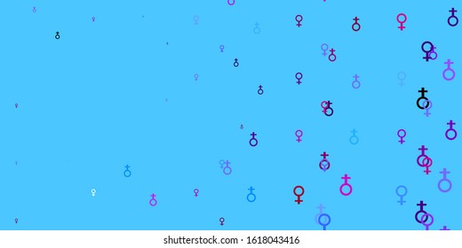 Light Blue, Red vector template with businesswoman signs. Illustration with signs of women's strength and power. Elegant design for wallpapers.