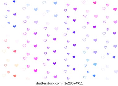 Light Blue, Red vector template with doodle hearts. Beautiful colored illustration with hearts in celebration style. Design for ad, poster, banner of Valentine Day.