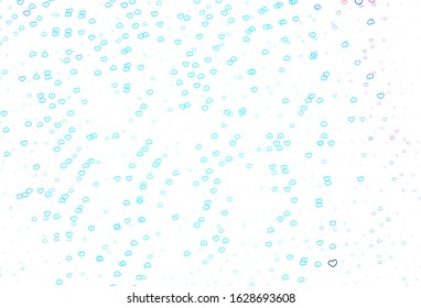 Light Blue, Red vector template with doodle hearts. Hearts on blurred abstract background with colorful gradient. Design for ad, poster, banner of Valentine Day.