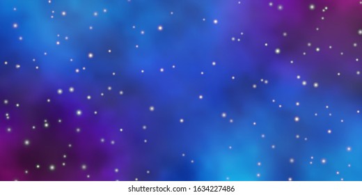 Light Blue, Red vector template with neon stars. Colorful illustration in abstract style with gradient stars. Best design for your ad, poster, banner.