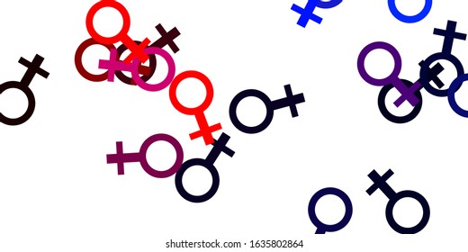 Light Blue, Red vector template with businesswoman signs. Abstract illustration with a depiction of women's power. Best design to show the power of women.