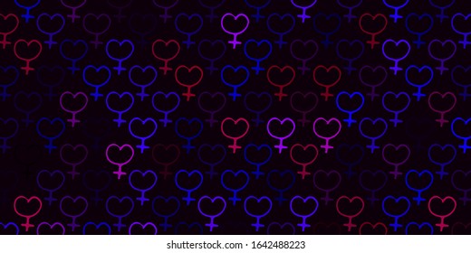 Light Blue, Red vector template with businesswoman signs. Colorful feminism symbols with a gradient in modern style. Elegant design for wallpapers.