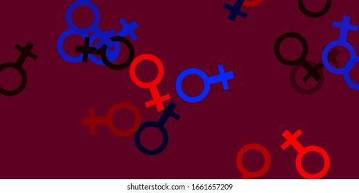 Light Blue, Red vector template with businesswoman signs. Abstract illustration with a depiction of women's power. Best design to show the power of women.