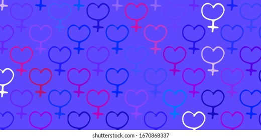Light Blue, Red vector template with businesswoman signs. Colorful illustration with gradient feminism shapes. Design for International Women’s Day.