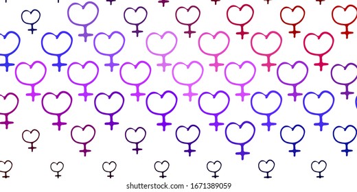 Light Blue, Red vector template with businesswoman signs. Colorful illustration with gradient feminism shapes. Best design to show the power of women.
