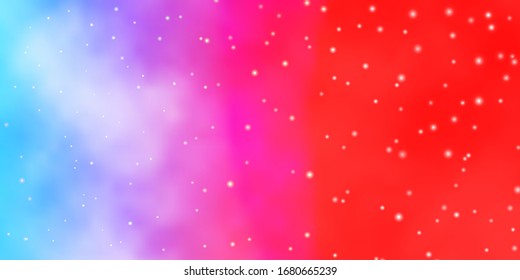 Light Blue, Red vector template with neon stars. Colorful illustration with abstract gradient stars. Design for your business promotion.