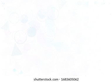 Planta vectorial de color azul claro, rojo con cristales, círculos, cuadrados. Círculos, líneas, rhombus con gradiente colorido. Plantilla para fondos de pantalla.