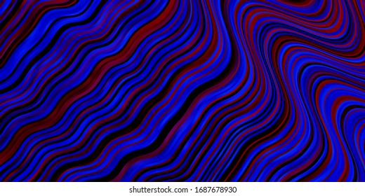 Light Blue, Red vector template with curved lines. Bright sample with colorful bent lines, shapes. Template for cellphones.