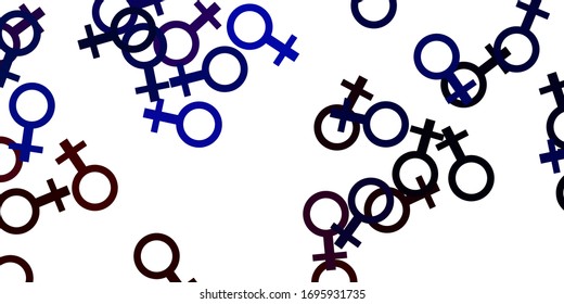 Light Blue, Red vector template with businesswoman signs. Colorful illustration with gradient feminism shapes. Elegant design for wallpapers.