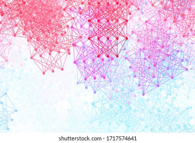 Light Blue, Red vector template with artificial intelligence structure. Colorful design in simple style with AI links. Pattern for  poster, banner of technology.