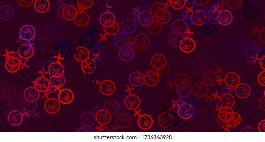 Light Blue, Red vector template with businesswoman signs. Illustration with signs of women's strength and power. Design for International Women’s Day.