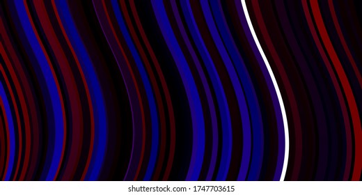 Light Blue, Red vector template with wry lines. Bright illustration with gradient circular arcs. Template for your UI design.