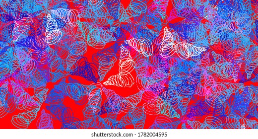 Light blue, red vector template with curved lines. Colorful illustration with curved lines. Pattern for ads, commercials.