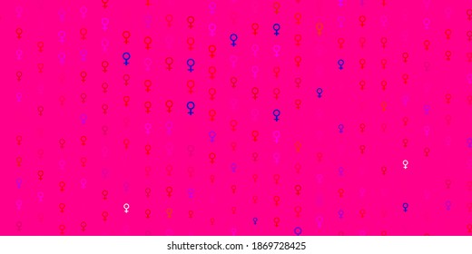 Light Blue, Red vector template with businesswoman signs. Colorful illustration with gradient feminism shapes. Design for International Women Day.