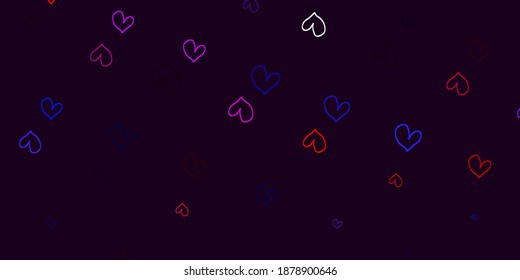 Light Blue, Red vector template with doodle hearts. Beautiful colored illustration with hearts in celebration style. Pattern for carnival, festival romantic leaflets.