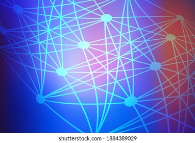 Light Blue, Red vector template with artificial intelligence structure. Colorful design in simple style with AI links. Smart design for promotion of bid data.