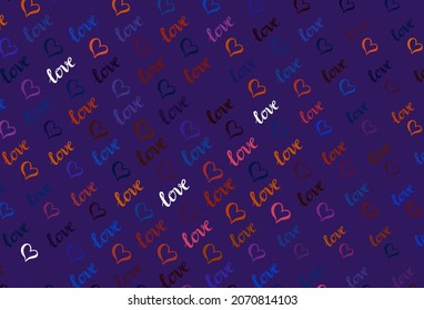 Light Blue, Red vector template with doodle hearts. Shining illustration with hearts on abstract template. Design for celebrating of Valentine Day.