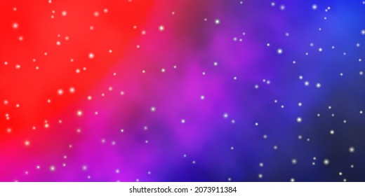 Rayo azul claro, plantilla vectorial roja con estrellas de neón. Ilustración abstracta geométrica moderna con estrellas. Mejor diseño para tu anuncio, afiche, banner.