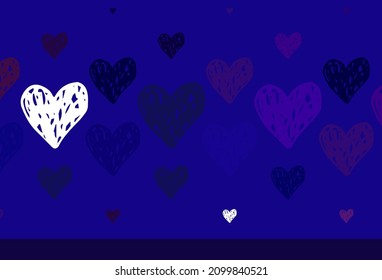 Light Blue, Red vector template with doodle hearts. Shining illustration with hearts on abstract template. Design for a business advert of anniversary.