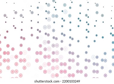 Light Blue, Red vector template with ice snowflakes. Glitter abstract illustration with crystals of ice. The template can be used as a new year background.