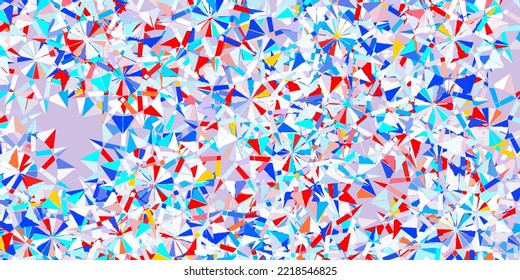 Light blue, red vector template with ice snowflakes. Colorful abstract illustration with snowflakes. New year leaflet pattern.