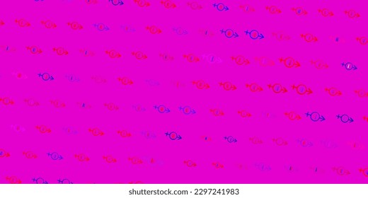 Light Blue, Red vector template with businesswoman signs. Illustration with signs of women strength and power. Best design to show the power of women.