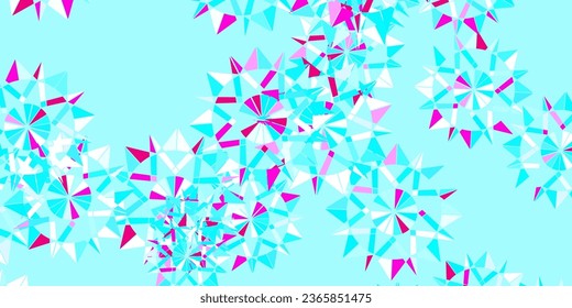 Hellblaue, rote Vektorvorlage mit Eisschneeflocken. Farbige abstrakte Illustration mit Schneeflocken. Muster der neuen Jahresblätter
