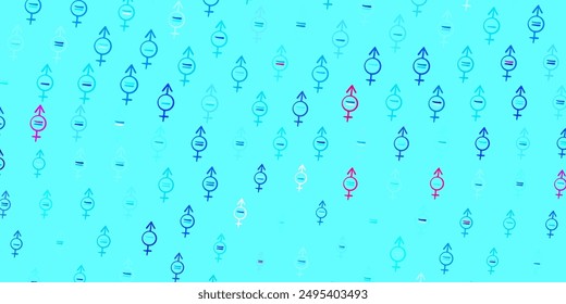 Azul claro, Plantilla de Vector rojo con signos de mujer de negocios. Ilustración con signos de fuerza y poder femenino. Antecedentes del Día Internacional de la Mujer.