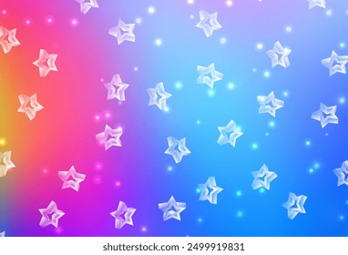 Light Blue, Red vector template with sky stars. Blurred decorative design in simple style with stars. Pattern for astronomy websites.