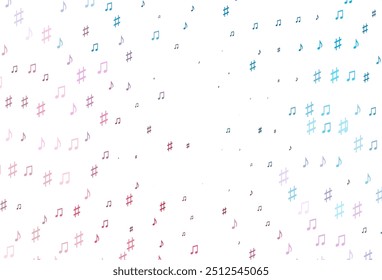 Light Blue, Red vector template with musical symbols. Modern abstract illustration with melody keys. Pattern for festival leaflets.