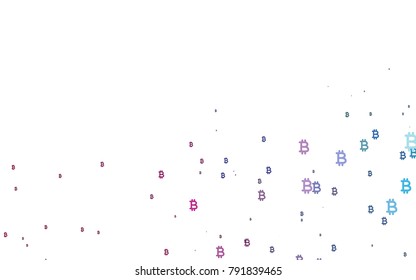 Light Blue, Red vector template with cryptocurrency. Blurred design in simple style with symbols of Bitcoins. The pattern can be used for ad, booklets, leaflets of banks.
