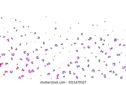 Light Blue, Red vector texture with financial symbols. Illustration with EUR, USD, JPY signs on white template. Template for ads of markets, loans.