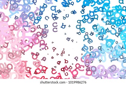 Light Blue, Red vector texture with ABC characters. Shining colorful illustration with isolated letters. Template can be used as a background for ads of typography.