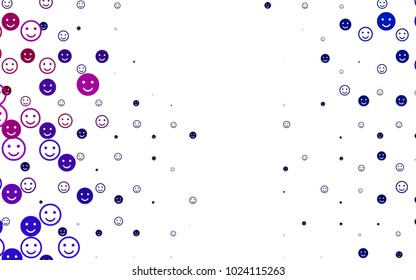 Light Blue, Red vector texture with happy smiles. Blurred decorative design of smiles in doodle style. Pattern for parties, gifts, congratulations.